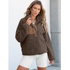 image:imageANRABESS Women Fuzzy Fleece Pullover Sherpa Sweatshirt  Long Sleeve Button Down Warm Soft Color Block Jackets with PocketsBrown