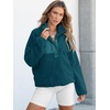image:imageANRABESS Women Fuzzy Fleece Pullover Sherpa Sweatshirt  Long Sleeve Button Down Warm Soft Color Block Jackets with PocketsCyan