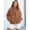 image:imageANRABESS Women Fuzzy Fleece Pullover Sherpa Sweatshirt  Long Sleeve Button Down Warm Soft Color Block Jackets with PocketsLight Brown