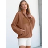 image:imageANRABESS Women Fuzzy Fleece Pullover Sherpa Sweatshirt  Long Sleeve Button Down Warm Soft Color Block Jackets with PocketsLight Brown
