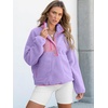 image:imageANRABESS Women Fuzzy Fleece Pullover Sherpa Sweatshirt  Long Sleeve Button Down Warm Soft Color Block Jackets with PocketsPurple