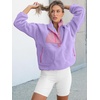 image:imageANRABESS Women Fuzzy Fleece Pullover Sherpa Sweatshirt  Long Sleeve Button Down Warm Soft Color Block Jackets with PocketsPurple