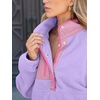 image:imageANRABESS Women Fuzzy Fleece Pullover Sherpa Sweatshirt  Long Sleeve Button Down Warm Soft Color Block Jackets with PocketsPurple
