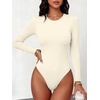 image:imageANRABESS Women Long Sleeve Bodysuits UPF 50  Sun Protection Soft Stretchy Crew Neck Slim Fit Body Suit Top Spring Fall Casual Vacation amp Work Office Everyday WearBeige