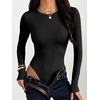 image:imageANRABESS Women Long Sleeve Bodysuits UPF 50  Sun Protection Soft Stretchy Crew Neck Slim Fit Body Suit Top Spring Fall Casual Vacation amp Work Office Everyday WearBlack