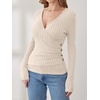 image:imageANRABESS Women Long Sleeve V Neck Shirts  Comfy Soft Sexy SweaterSlim Fit Wrap Top Daily Work Office Vacation Outfits Casual Dressy Spring Fall WinterLight Khaki