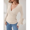 image:imageANRABESS Women Long Sleeve V Neck Shirts  Comfy Soft Sexy SweaterSlim Fit Wrap Top Daily Work Office Vacation Outfits Casual Dressy Spring Fall WinterLight Khaki