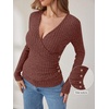 image:imageANRABESS Women Long Sleeve V Neck Shirts  Comfy Soft Sexy SweaterSlim Fit Wrap Top Daily Work Office Vacation Outfits Casual Dressy Spring Fall WinterRust Orange
