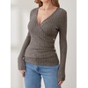 image:imageANRABESS Women Long Sleeve V Neck Shirts  Comfy Soft Sexy SweaterSlim Fit Wrap Top Daily Work Office Vacation Outfits Casual Dressy Spring Fall WinterCool Ash Brown
