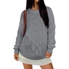 image:imageANRABESS Women Oversized Chunky Cable Knitted Vintage Sweater 2026 Fall Winter OutfitsLight Grey