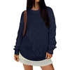 image:imageANRABESS Women Oversized Chunky Cable Knitted Vintage Sweater 2026 Fall Winter OutfitsNavy Blue