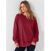 image:imageANRABESS Women Oversized Long Sleeve Sweatshirts Crewneck Side Slit Loose Teen Girl Pullover Top 2026 Fall Y2K Trendy OutfitsDark Red