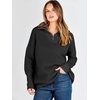 image:imageANRABESS Women Quarter Zip Oversized Casual Loose Rib Knit Cozy Pullover Sweaters Top 2026 Fall Fashion Outfits ClothesBlack