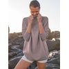 image:imageANRABESS Women Quarter Zip Oversized Casual Loose Rib Knit Cozy Pullover Sweaters Top 2026 Fall Fashion Outfits ClothesBrown