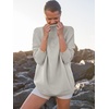 image:imageANRABESS Women Quarter Zip Oversized Casual Loose Rib Knit Cozy Pullover Sweaters Top 2026 Fall Fashion Outfits ClothesGray