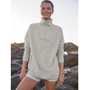 image:imageANRABESS Women Quarter Zip Oversized Casual Loose Rib Knit Cozy Pullover Sweaters Top 2026 Fall Fashion Outfits ClothesGray