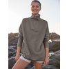 image:imageANRABESS Women Quarter Zip Oversized Casual Loose Rib Knit Cozy Pullover Sweaters Top 2026 Fall Fashion Outfits ClothesGrey Khaki