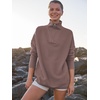 image:imageANRABESS Women Quarter Zip Oversized Casual Loose Rib Knit Cozy Pullover Sweaters Top 2026 Fall Fashion Outfits ClothesNutmeg