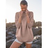 image:imageANRABESS Women Quarter Zip Oversized Casual Loose Rib Knit Cozy Pullover Sweaters Top 2026 Fall Fashion Outfits ClothesPeach Brown