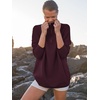 image:imageANRABESS Women Quarter Zip Oversized Casual Loose Rib Knit Cozy Pullover Sweaters Top 2026 Fall Fashion Outfits ClothesWine Red