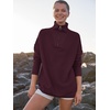 image:imageANRABESS Women Quarter Zip Oversized Casual Loose Rib Knit Cozy Pullover Sweaters Top 2026 Fall Fashion Outfits ClothesWine Red