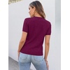 image:imageANRABESS Women Short Sleeve Sweaters Wool Blend V Neck Sweater Shirts Business Casual Work Tops 2026 Summer Vacation OutfitsDeep Hot Pink