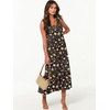 image:imageANRABESS Women Summer Maxi Dresses Aline Tiered Flowy V Neck Sleeveless Swing 2026 Casual Beach Travel Sundress with PocketsBlack With Floral Red Yellow