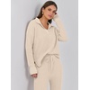 image:imageANRABESS Women Two Piece Outfits Sweater Sets Lounge Waffle Knit Pullover Matching Wide Leg Pants Tracksuit 2026 Fall FashionApricot