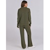 image:imageANRABESS Women Two Piece Outfits Sweater Sets Lounge Waffle Knit Pullover Matching Wide Leg Pants Tracksuit 2026 Fall FashionArmy Green