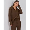 image:imageANRABESS Women Two Piece Outfits Sweater Sets Lounge Waffle Knit Pullover Matching Wide Leg Pants Tracksuit 2026 Fall FashionDeep Brown