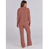 image:imageANRABESS Women Two Piece Outfits Sweater Sets Lounge Waffle Knit Pullover Matching Wide Leg Pants Tracksuit 2026 Fall FashionRust