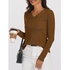 image:imageANRABESS Womens 100 Wool Sweaters V Neck Long Sleeve Work Business Casual Basic Pullover Sweater Tops 2026 Fall OutfitsCaramel