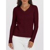 image:imageANRABESS Womens 100 Wool Sweaters V Neck Long Sleeve Work Business Casual Basic Pullover Sweater Tops 2026 Fall OutfitsDark Red