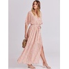 image:imageANRABESS Womens 12 Sleeve Beach Wedding Guest Maxi Dresses 2026 Summer Wrap V Neck Boho Floral Flowy Slit Long DressesFloral Rose Gold