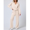 image:imageANRABESS Womens 2 Piece Outfits Lounge Sets Casual Long Sleeve Sweatshirts Polo Top Wide Leg Pants Fall Sweat Matching SetsApricot