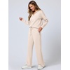 image:imageANRABESS Womens 2 Piece Outfits Lounge Sets Casual Long Sleeve Sweatshirts Polo Top Wide Leg Pants Fall Sweat Matching SetsApricot