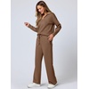 image:imageANRABESS Womens 2 Piece Outfits Lounge Sets Casual Long Sleeve Sweatshirts Polo Top Wide Leg Pants Fall Sweat Matching SetsCamel