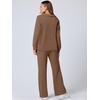 image:imageANRABESS Womens 2 Piece Outfits Lounge Sets Casual Long Sleeve Sweatshirts Polo Top Wide Leg Pants Fall Sweat Matching SetsCamel
