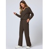 image:imageANRABESS Womens 2 Piece Outfits Lounge Sets Casual Long Sleeve Sweatshirts Polo Top Wide Leg Pants Fall Sweat Matching SetsCoffee