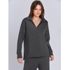 image:imageANRABESS Womens 2 Piece Outfits Lounge Sets Casual Long Sleeve Sweatshirts Polo Top Wide Leg Pants Fall Sweat Matching SetsDark Grey