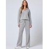 image:imageANRABESS Womens 2 Piece Outfits Lounge Sets Casual Long Sleeve Sweatshirts Polo Top Wide Leg Pants Fall Sweat Matching SetsLight Grey