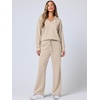 image:imageANRABESS Womens 2 Piece Outfits Lounge Sets Casual Long Sleeve Sweatshirts Polo Top Wide Leg Pants Fall Sweat Matching SetsLighter Khaki