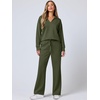 image:imageANRABESS Womens 2 Piece Outfits Lounge Sets Casual Long Sleeve Sweatshirts Polo Top Wide Leg Pants Fall Sweat Matching SetsOlive
