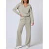 image:imageANRABESS Womens 2 Piece Outfits Lounge Sets Casual Long Sleeve Sweatshirts Polo Top Wide Leg Pants Fall Sweat Matching SetsPeytoe