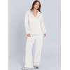 image:imageANRABESS Womens 2 Piece Outfits Lounge Sets Casual Long Sleeve Sweatshirts Polo Top Wide Leg Pants Fall Sweat Matching SetsWhite
