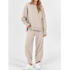 image:imageANRABESS Womens 2 Piece Outfits Sweatsuits Oversized Sweatshirts Barrel Pants Matching Lounge Sets 2026 Fall Travel ClothesAlmond