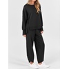 image:imageANRABESS Womens 2 Piece Outfits Sweatsuits Oversized Sweatshirts Barrel Pants Matching Lounge Sets 2026 Fall Travel ClothesBlack