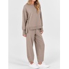 image:imageANRABESS Womens 2 Piece Outfits Sweatsuits Oversized Sweatshirts Barrel Pants Matching Lounge Sets 2026 Fall Travel ClothesKhaki