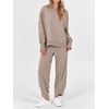 image:imageANRABESS Womens 2 Piece Outfits Sweatsuits Oversized Sweatshirts Barrel Pants Matching Lounge Sets 2026 Fall Travel ClothesKhaki