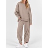 image:imageANRABESS Womens 2 Piece Outfits Sweatsuits Oversized Sweatshirts Barrel Pants Matching Lounge Sets 2026 Fall Travel ClothesKhaki